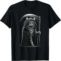 Cool Cat Grim Reaper, The Grim Reapurrr, Grim Reaper Cat T-Shirt S įvairiaspalvis