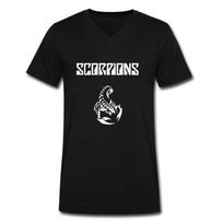 Papa Love You Mens V-Neck 100% Cotton Scorpion Band Tees L Black S įvairiaspalvis