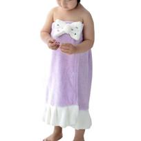 Microfiber Bowknot Hair Wrap Towel Cap Fast Drying Beach Spa Bathrobes Children Bath Towels  Kids purple-skirt