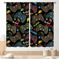 Gaming Controller Curtains for Boys Room, Colorful Video Game Drapes, Kids Teens Bedroom & Playroom Window Panels 60×150cm
