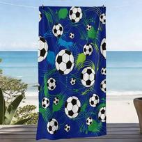 Large Microfiber Beach Towel 2D Flat Printed Soccer Theme Sand Free Absorbent Bath Towel For Summer Vacation Beach Party 1PC 70x140cm&1pc