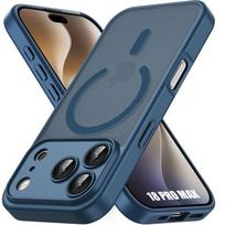 Coque pour iPhone 18 Pro Max, Protection avec Anneau Magnétique et Vitre Caméra - Bleu Marine mėlyna