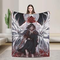 Silent Hill F Tsuneki Kotoyuki Fox Mask Flannel Blanket Game Vintage Throw Blanket for Home 150*125cm Lightweight Size: 75*100cm, Weight: 230 GSM