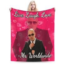 Mr Worldwide Pitbull Singer Blanket Velvet Decoration Dollar Live Laugh Love Thin Throw Blanket for Bedding Bedroom Bedspread Size: 75*100cm, Weight: 230 GSM