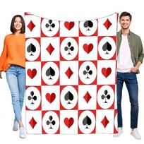 Soft Flannel Poker Card Suits Blanket, Casino Themed Throw for Sofa Bed, Game Room Decor, Lightweight Cozy Gift for Card Lovers Size: 75*100cm, Weight: 230 GSM