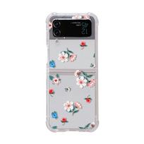 Skirta Samsung Galaxy Z Flip 4 3 dėklui Šviežios gėlės, dažytos permatomos silikoninės apyrankės, sulankstomos, atsparios smūgiams, galinio dangtelio priedai for Galaxy Z Flip 3