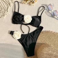 Seksualus Gėlių Bandeau Maudymosi Kostiumas T-string Bikini Moteriški Neriama Virvele Maudymosi Kostiumai Maudymosi Kostiumas Brazilijos Bikini Rinkinys S