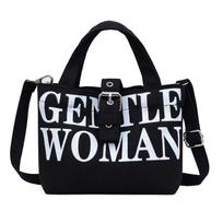 Women's Bag, Handbag, Bento Bag, Small Bags, Tote Bag, Letter Canvas Bag juoda