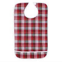 Adult Waterproof Mealtime Bib Double Layer Elder Dinning Clothes Protector Red