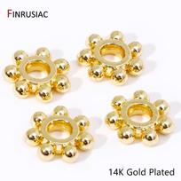 4/5/6/8mm 18K Gold Plated Brass Snowflake Spacer Beads,Separator For Beads,Flat Beads For DIY Necklace Bracelet Making Supplies 4mm-20 pieces