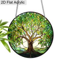 Acrylic Tree of Life Suncatcher, Stained Glass Effect Window Hanging Ornament for Nature & Home Decor Lover Gifts 20cm/7.87Inch black