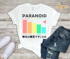 Paranoid Vaporwave Aesthetic T-Shirt, VHS Japanese T-Shirt, Hieroglyph Shirt, Japanese Anime Lover Gift, Boys Girls Outfit 4XL