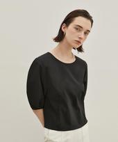 A Leaf Round Balloon Blouse_Black