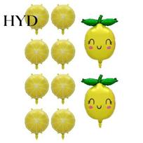 Smiling Lemon Balloon 10 Pcs Balloons, Summer Yellow Fruit Foil Balloons for Beach Party Decorations Themed Birthday Supplies, Vacation 1 Set