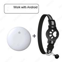 Katės išmanioji sekimo apykaklė Lengva atspari vandeniui Reguliuojama Veikia su Google Find Hub Bluetooth Apsauganti nuo pametimo GPS lokatorius augintiniui white