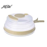 Food Warming Steam Lid Collapsible Microwave Splatter Cover, with Foldable Heat Resistant Handle, Reusable Plate Cover Oven Safe Plastic Lid,