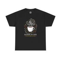Elixir of Life Coffee Cup T-Shirt | Steaming Coffee, Cozy Caffeine Design S