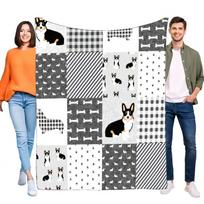 Corgi Pattern Blanket Soft Cozy Fleece Throw Indoor Outdoor Use Cute Pet Gift Lightweight for Sofa Bed Perfect for All Seasons Size: 75*100cm, Weight: 230 GSM