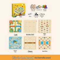 Wenniu 6-in-1 Kids' Multi-Game Chess Board Set 6-in-1