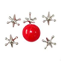 Jacks Game Old School Fun Board Games for Kids and Bouncy Ball Set 8-10-12 Years 6Pcs Silver