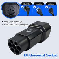 EVqiaoyi Type2 to Schuko Adapter with Power Off Button Draw Power from Type 2 Charging Stations 220V Connector Charging Scooters EU Universal Socket