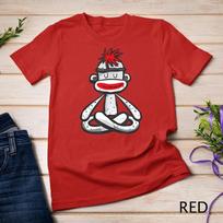 Sock Monkey in Seated Lotus Yoga Pose Funny Mindfulness Gift Unisex T-shirt 9 S