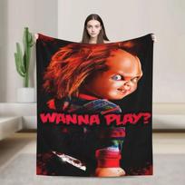 Terrifier Super Soft Throw Blanket, Horro Theme Breathable & Lightweight Flannel Blanket For Living Room, Naps, Dorm, All Season Size: 75*100cm, Weight: 230 GSM