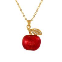 Asu Christmas Enamel Apple Necklace, Vintage Maillard Style Sweater Chain Women  Jewelry