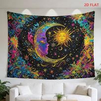 Galaxy Tapestry Celestial Moon Sun Wall Hanging Vibrant Colorful Art for Bedroom Meditation Space Decor 100X70CM