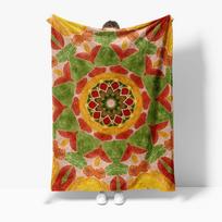 Vibrant Abstract Floral Geometric Print Fleece Throw Blanket Sofa Bed Living Room Decor Gift Size: 75*100cm, Weight: 230 GSM