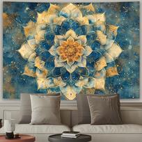 1 Piece Hand-painted Celestial Mandala Tapestry, Polyester Fabric, Machine Washable, Suitable for Living Room Bedroom Decoration 100X70CM