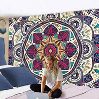 Colorful Mandala Large Tapestry Wall Hanging Boho Decor Trippy Polyester Hippie Sun Moon Farmhouse Carpets Dorm Decor Chakra 100X70CM
