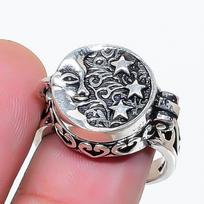 Natural Moon Look Gemstone 925 Sterling Silver Jewelry Ring Size 6.5 AR-17947