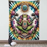Trippy TapestryPsychedelic Frog with Tie Dye Effect Esoteric Eye Lotus Floral MandalaWall Hanging for Bedroom Living Room Dorm 100X70CM