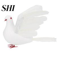 Fake White Dove Simulation Foam 3D Embedded Eyes Real Feather Attachment Artificial Spreading Wings Adorable Photograph Prop Peace for Garden Bird balta