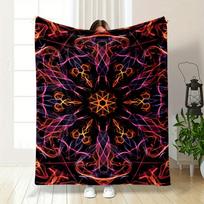 Symmetrical, Vibrant Flame-like Patterns In Orange, Pink, and Purple Hues. for All Seasons Blanket Lunch Break Throw Gift 75X95CM