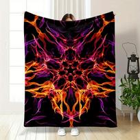 Symmetrical Fiery Pattern with Vibrant Orange and Purple Flame-like Shapes. for All Seasons Blanket Lunch Break Throw Gift 75X95CM