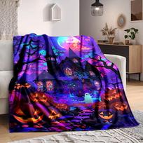 1 vnt. Helovino vaiduokliška antklodė, lengva flanelinė užklotinė sofa, lovai, kelionėms, stovyklavimui, svetainei, biurui, sofai, kėdei ir lovai 75X95CM