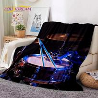 Būgnų komplektas Būgnų stovas Rinkinys Muzikos instrumentai Minkštas flanelinis pledas Lovoms Miegamajam Sofai Iškylai, Mesti pledą Lauko laisvalaikiui Dovana 75X95CM