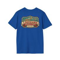 Louisiana Sportsman's Paradise T-Shirt | Vintage Mid-Century Travel Luggage Tag Tee | Pelican State Souvenir | LA Road Trip Gift 3XL