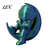 Mini Astronaut Figurine 3D Printed Moon Figurine, Sitting on Crescent Spaceman Statue, Desktop Decoration for Home Office Bookshelf Ornament
