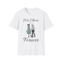 Skeleton Couple with Corgi Shirt | Retro Goth Illustration T-Shirt S įvairiaspalvis