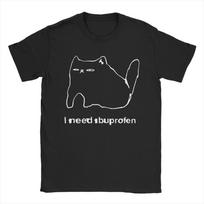I Need Ibuprofen Silly Angry Cat Meme T Shirts Unisex Pure Cotton Awesome TShirts Crew Neck  Tees Short Sleeve Clothes Printing S