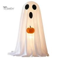 Children Party Favors Halloween Ghost Decoration, Light-Up White with Pumpkin, Indoor Holiday Home Decorations Cute Standing Tabletop for Decor A oranžinė