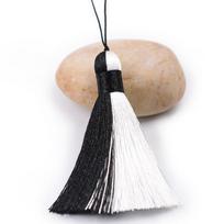 Soft Thread Silk Tassel Pendant Two-Tone Color Gradient Tassel Ornament  For Jewelry DIY juoda balta spalva