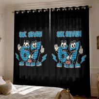 2 Panelės 90g Šlifuoto Audinio Užuolaidos Hip Hop 67 Animacinis SIX SEVEN Spausdintas Langų Užuolaidos Miegamojo Svetainės 60×150cm blue
