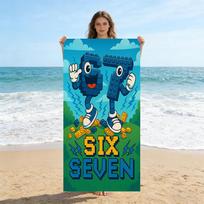 1 vnt. 67 Šeši Septyni Statybinio Bloko Dizaino Paplūdimio Rankšluostis Super Sugeriamumo Tinka Atostogoms Prie Jūros ir Baseinui Dovana Šeimoms 50X100CM blue