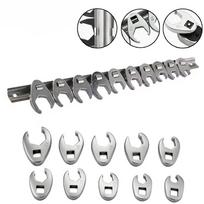 10-Piece 3/8in Drive Crowfoot Wrench Set, 10-22mm Metric Nut Wrench Tool Kit, Open End Wrench Set