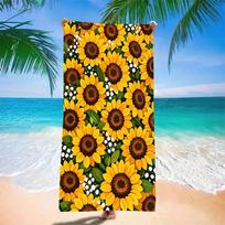 Sunflower Beach Towel Set - Vibrant Yellow Floral Print Quick-Dry Microfiber Sand-Free Bath Towels for Pool, Ocean & Travel 50x100cm