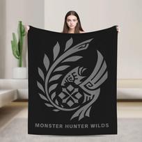 Monster Hunter Wilds Seikret Flannel Throw Blanket Game Gaming for Couch Knitted Blanket Car Lightweight Multi-function Size: 75*100cm, Weight: 230 GSM